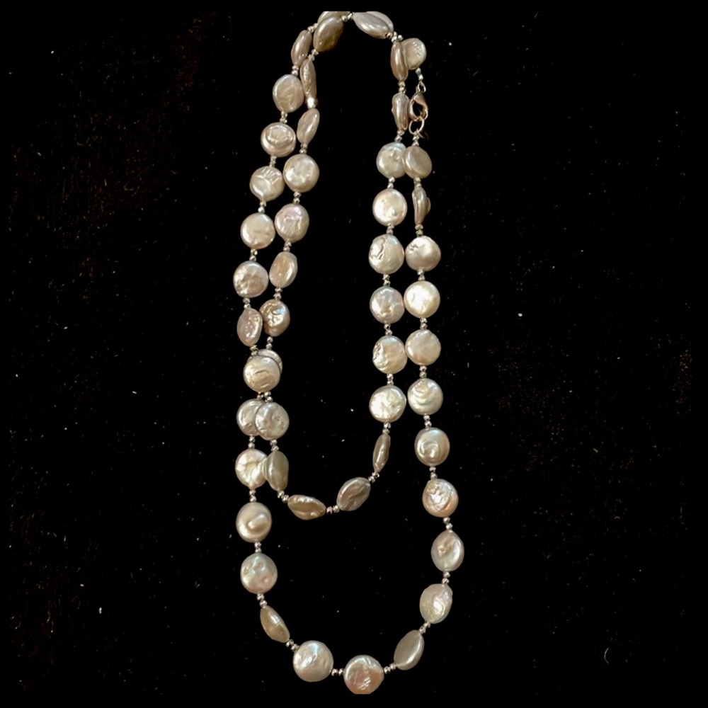 Lucas lameth 925 long necklace with mother of pearl 36 inches long